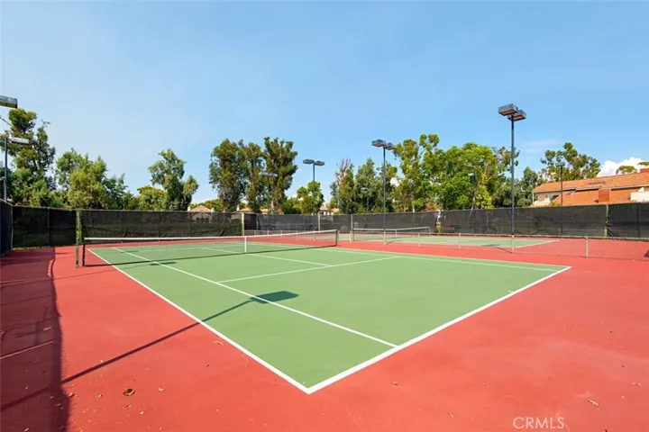two tennis courts,
