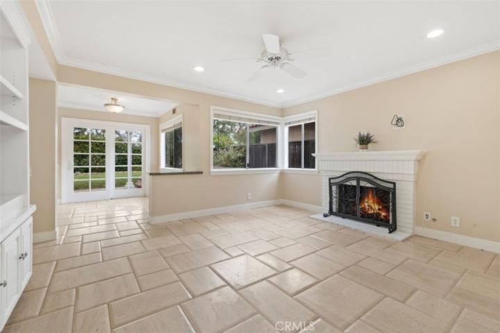 Family Room with Kitchen Nook looking out to back patio