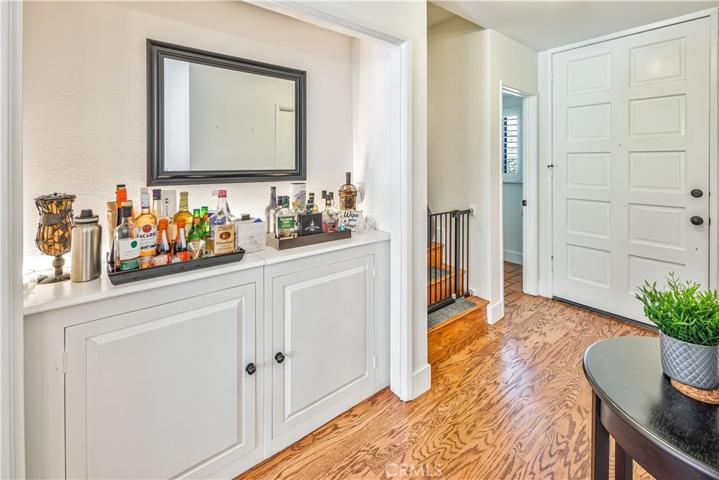 Dry bar with built-in wine cabinet.