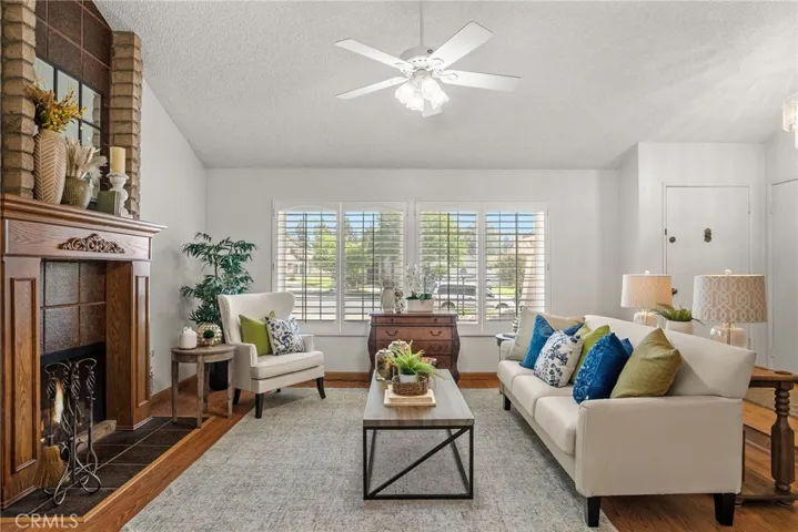 Custom shutters provide a well lighted living room