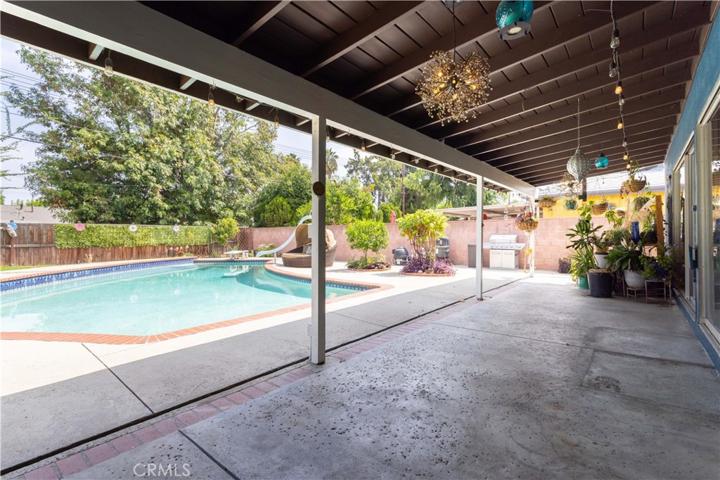 Back covered patio, length of the house.