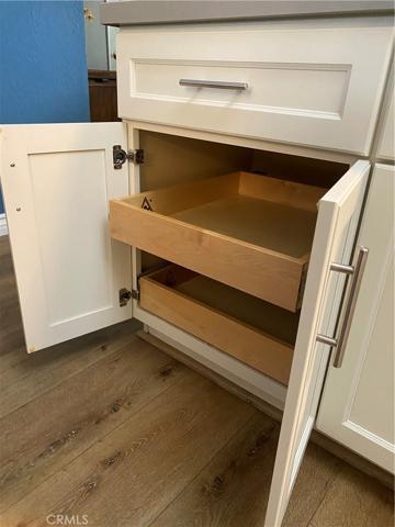 Kitchen lower cabinet pull out drawer. 
