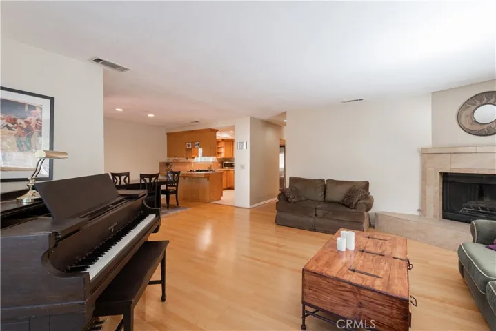 The kitchen and dining areas are open to the living area.