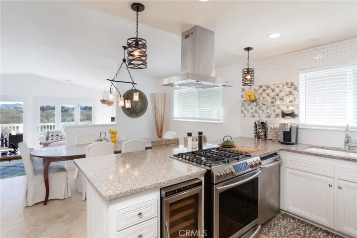Kitchen toward dining room and green room