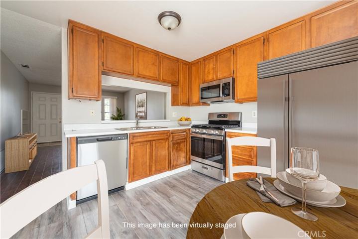 Kitchen with view of dining.