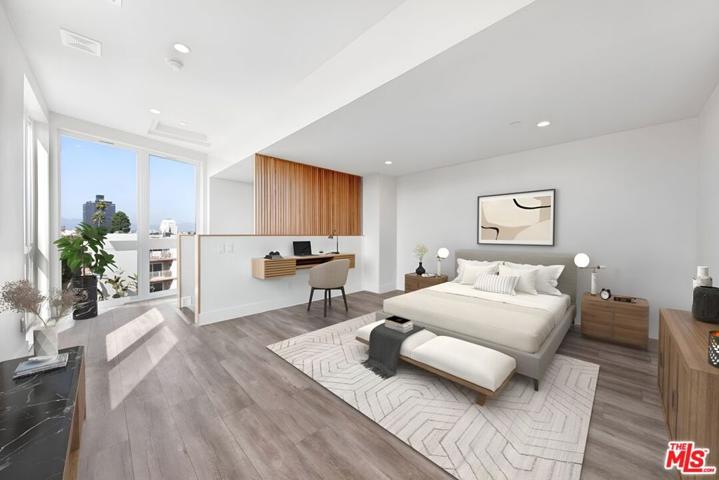Primary bedroom on top level with views
