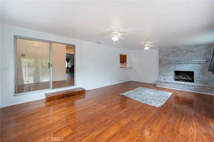 Family Room has brick fireplace