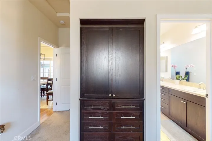 Built in linen storage in Master bedroom.