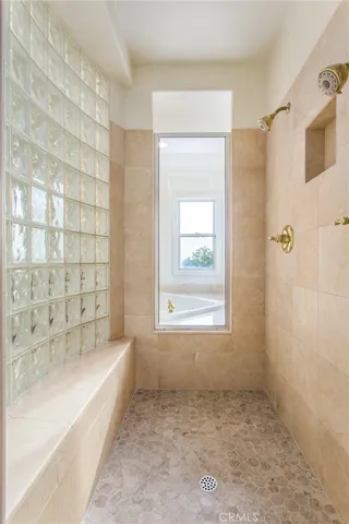Master bath shower dual shower heads