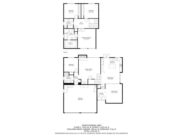 Floor Plan of top and Bottom Levels. Please note the Square Footage Total is not accurate on the Plans but room Sizes are a good approximation.