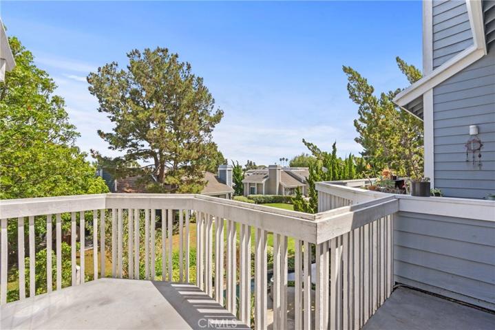 The balcony is accessible from both the kitchen and living room!