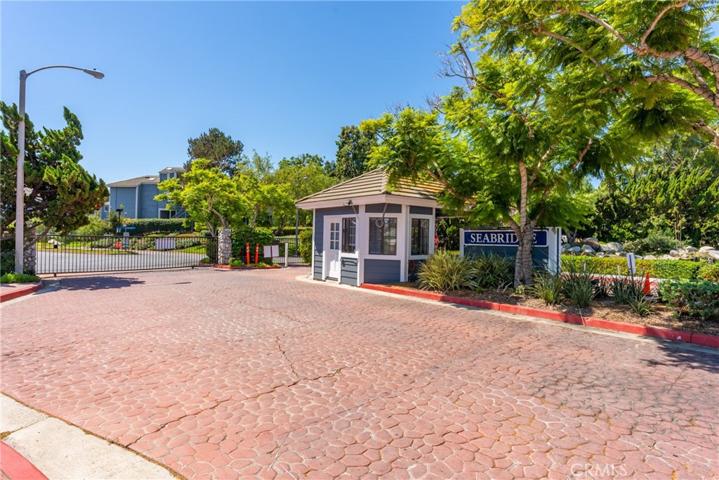 2 Gated entries. The main one off Beach Blvd, the other off Adams.