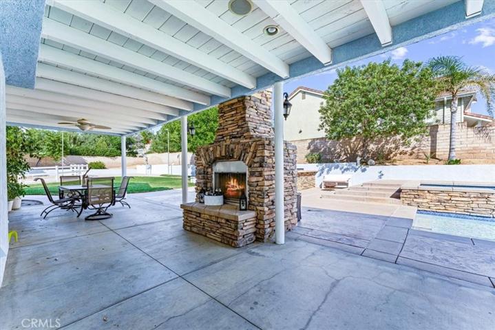 Stone fireplace