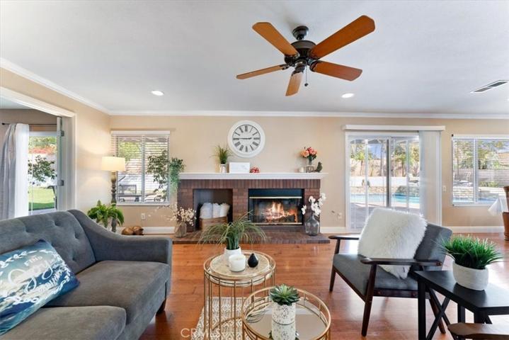 Family room with cozy fireplace