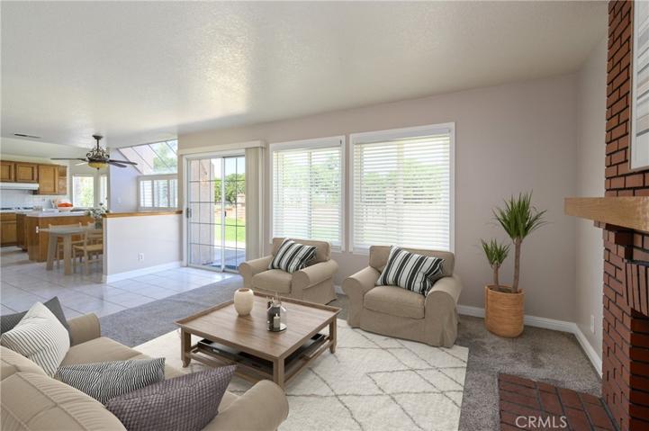 FAMILY ROOM WITH VIEW OF KITCHEN VIRTUAL STAGING