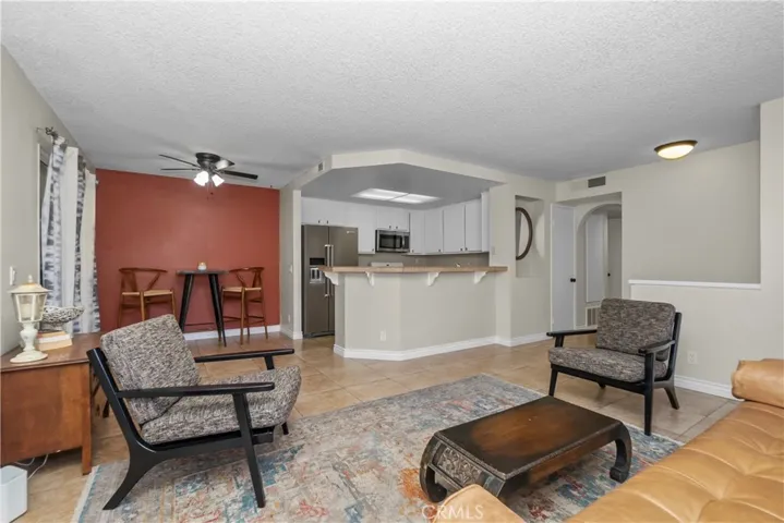 Open living and kitchen spaces