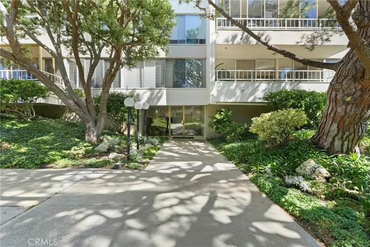 Courtyard entry to elevator and garage