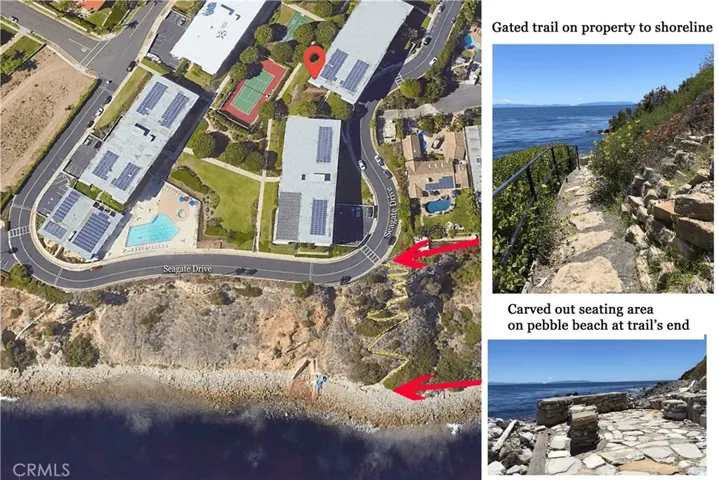 Map of Trakas Trail and oceanfront patio