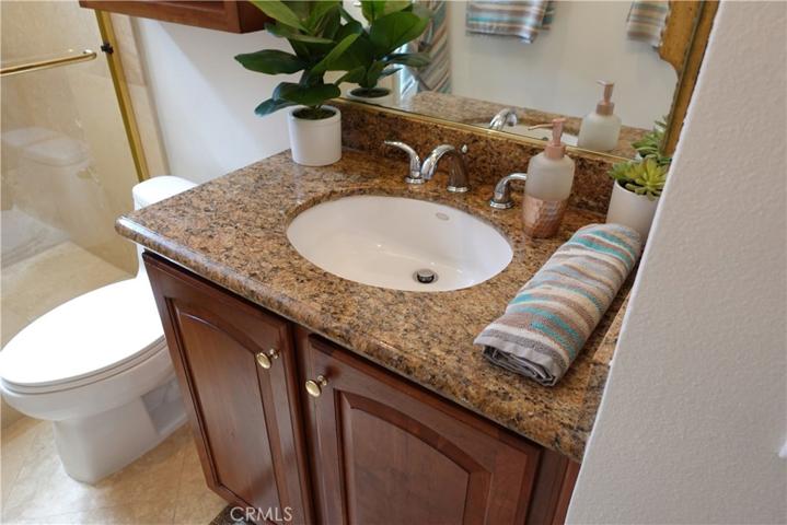 Granite and Travertine Lower Level Bathroom