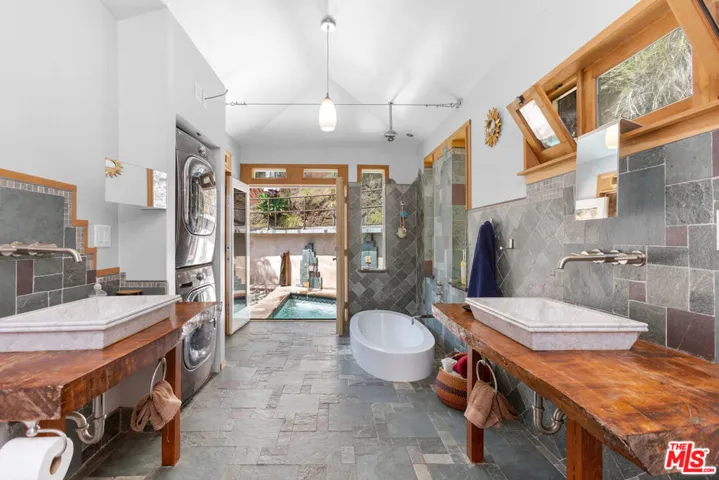 Large Bath looking toward French Doors to Spool