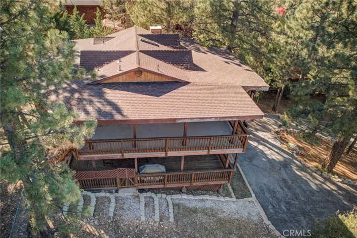 Drone picture showing the roof and some of the yard