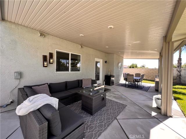 Upgraded patio cover with lighting