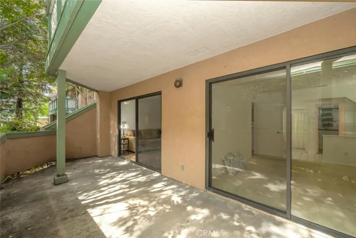 Patio is accessible from both the living room and the bedroom