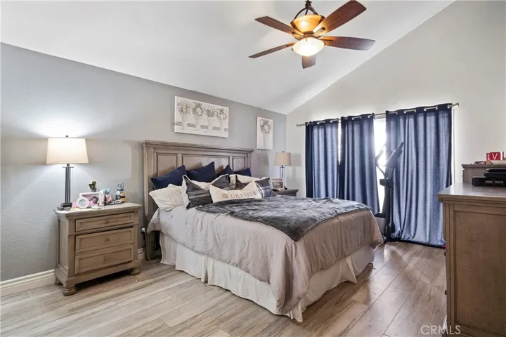 Master suite with sliding glass doors