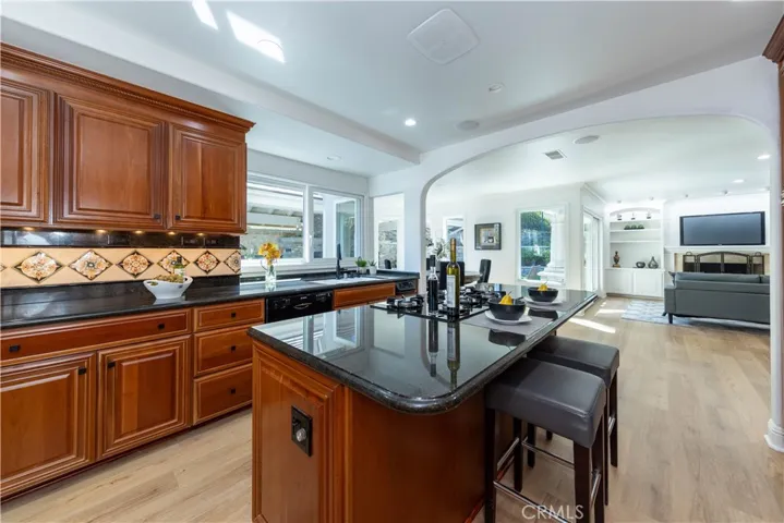 Rich black granite countertops.