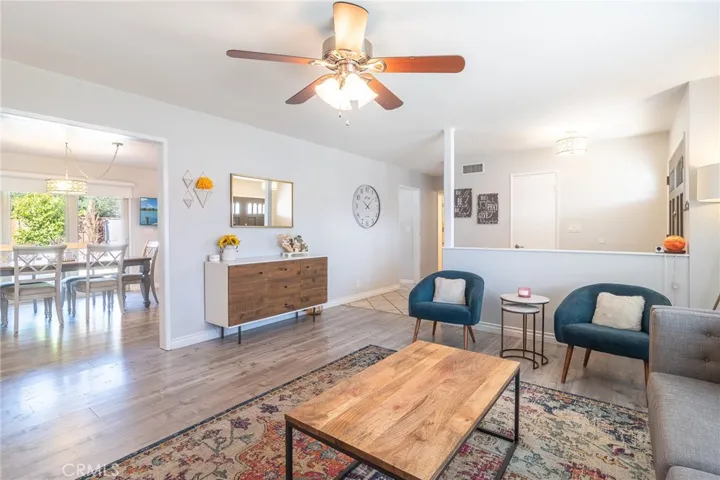 Living room opens to kitchen