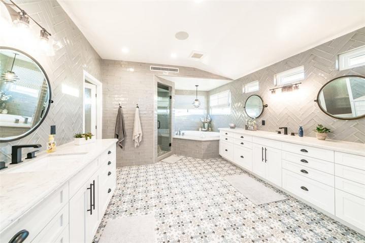 Primary bath with custom floor to ceiling tile!