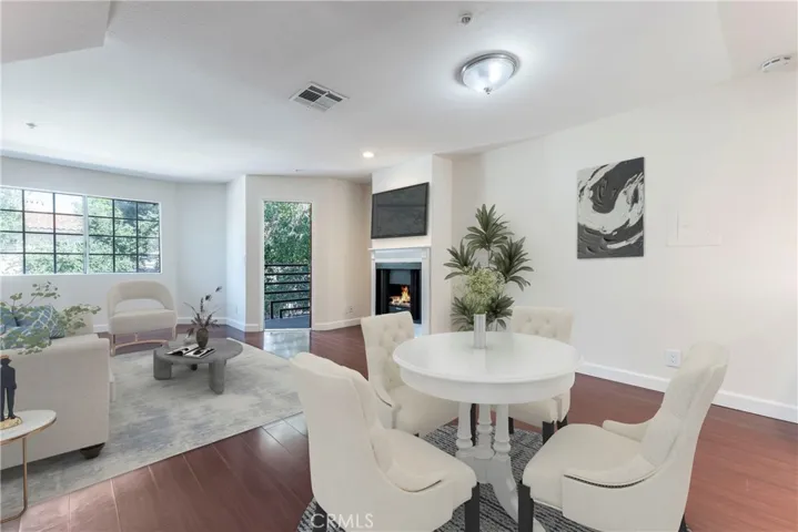 Virtually Staged living room and dining area