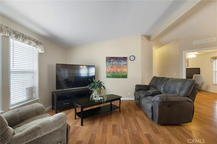 Living space open to eating areas.