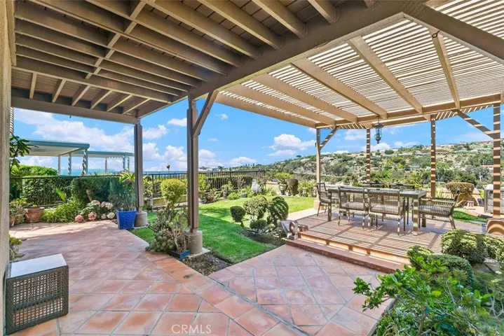 Beautifully landscaped backyard.