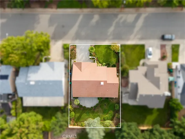 An overhead view of 1918 Potter Rd. Tile roof