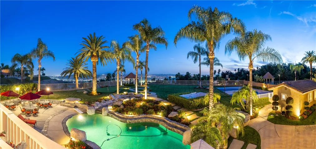 Panoramic view of the backyard.