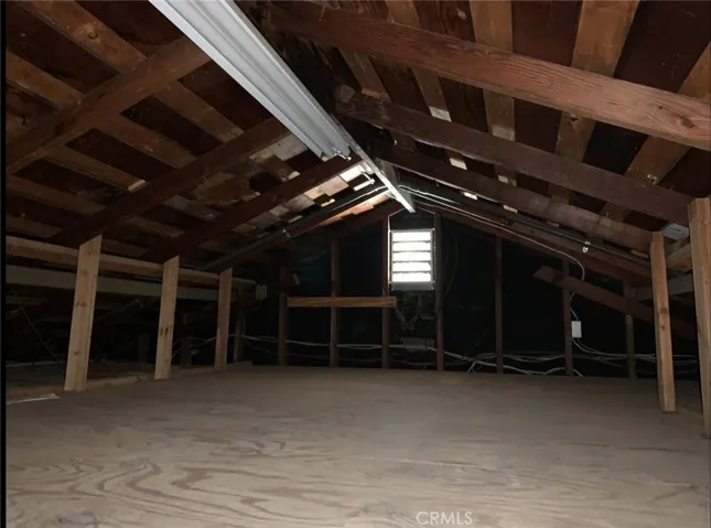 Garage Attic Storage with Lighting and pull down access stairs