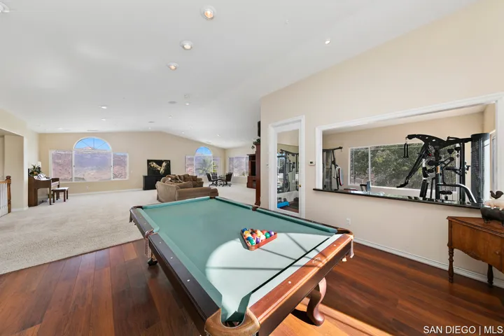Great room with view into billilard area
