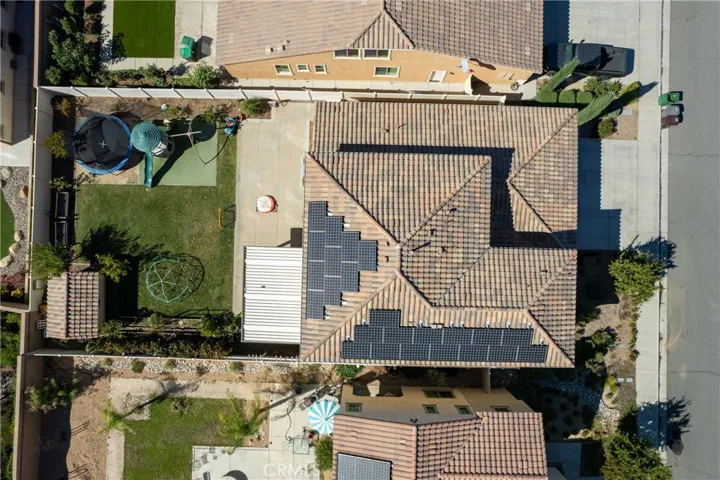Home is equipped with solar panels.