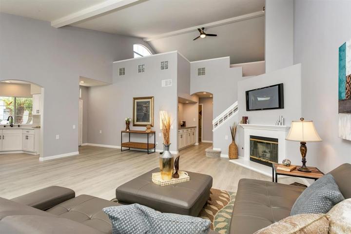 Living room with with view to hall way