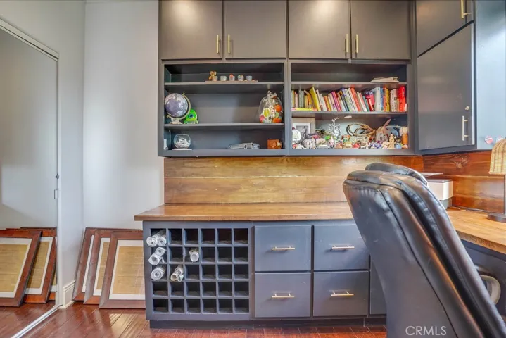 Bedroom converted to office with large closet