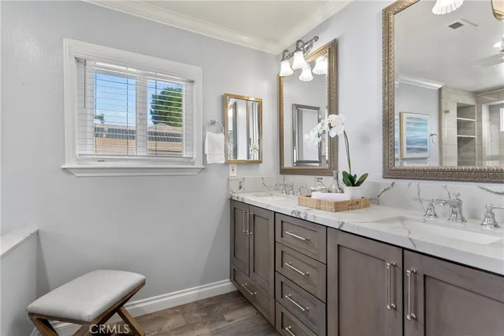 Elegantly updated with dual vanity sinks