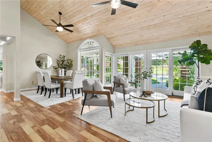 A clean esthetic and a view of the expansive backyard