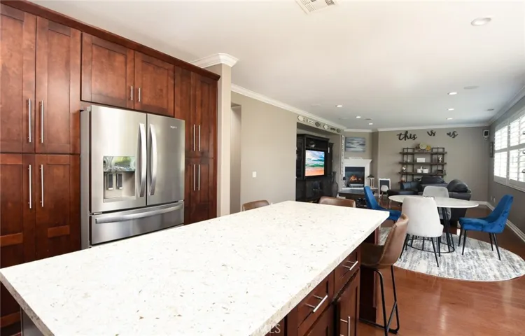 Large eat in kitchen opens up to family room.