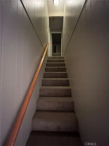 Carpeted stairs.