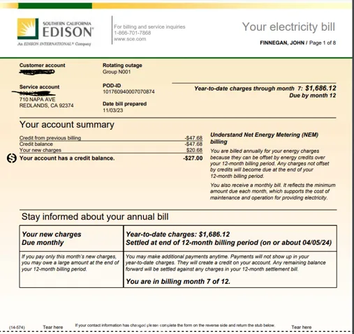 Most recent Edison Bill