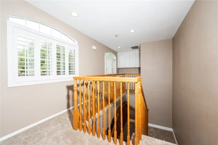 Upstairs Hallway Wood Shutters New Carpet