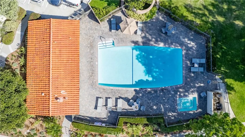 Overhead view of community pool