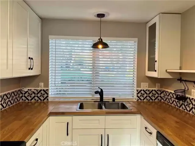 Updated kitchen with butcher block top