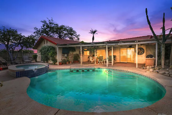 Backyard Pool at Sunset